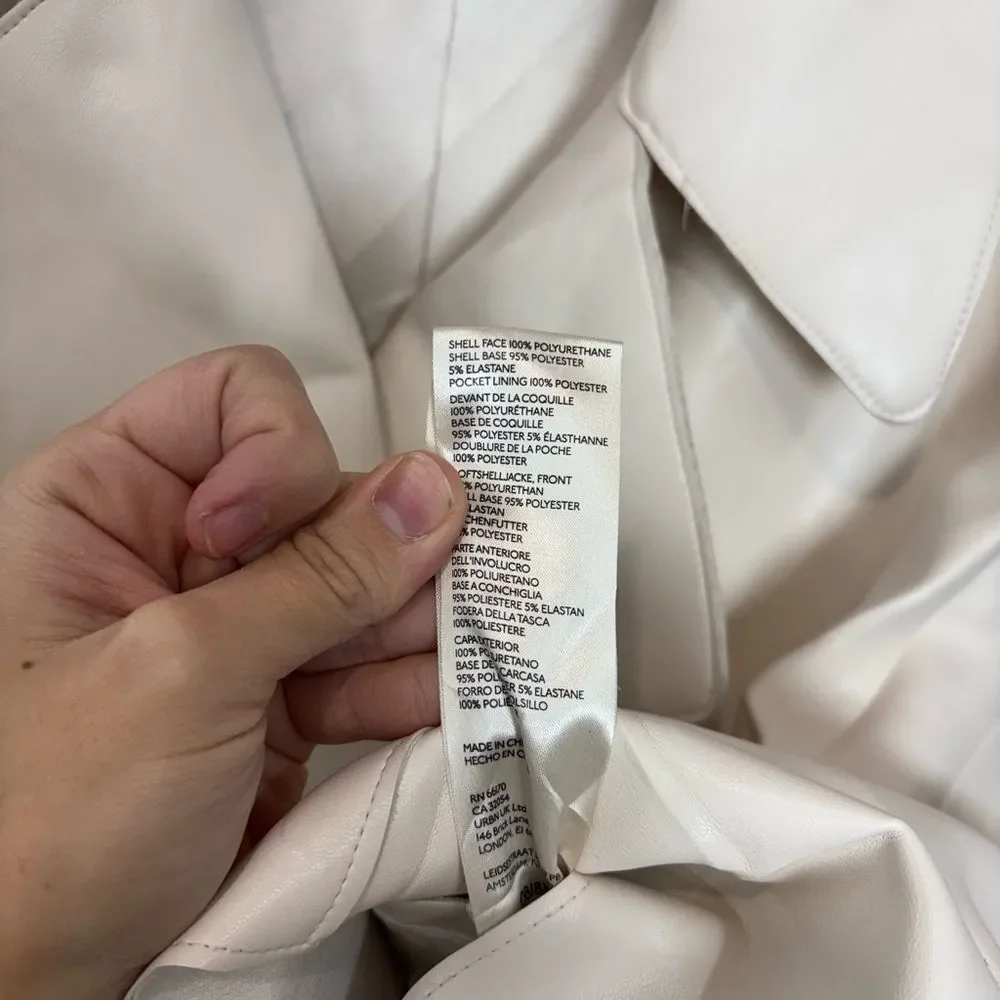 We The Free Alexis vegan faux leather Off-White Double-Breasted cropped jacket